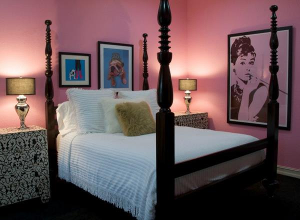 värillinen vauvan huoneen suunnittelu pop -taiteen makuuhuone vaaleanpunaisena