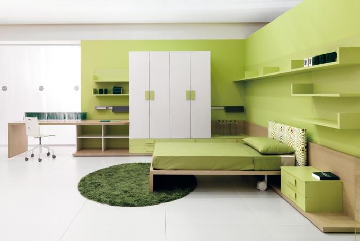 värilliset seinät vihreä seinämaali design nuorisohuoneet