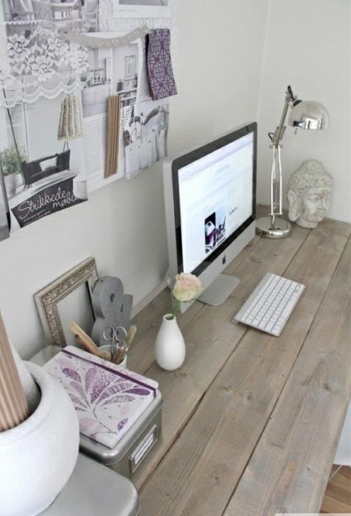 hienot kotitoimiston ideat tyylikäs yksinkertainen massiivipuinen työpöytä
