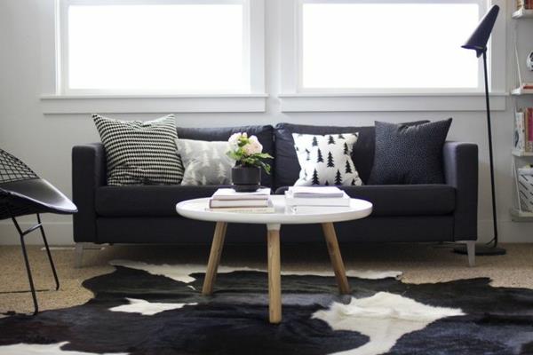 turkismatto olohuone soikea sohvapöytä musta sohva