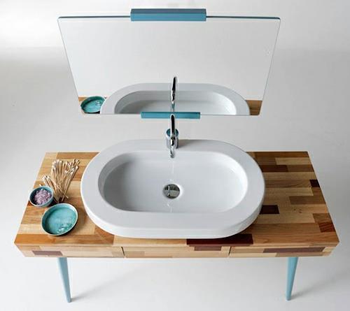 naisellinen sininen kylpyhuonehuonekalujen idea pesuallas ypsilon