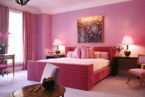 feng schui makuuhuoneen sisustus vaaleanpunaisia ​​värejä
