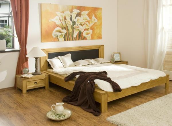 feng shui -vuode puinen sänky matala makuuhuone aasialainen tyyli