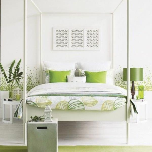 feng shui makuuhuoneen sisustusvärit vihreä sisäviherkasvi