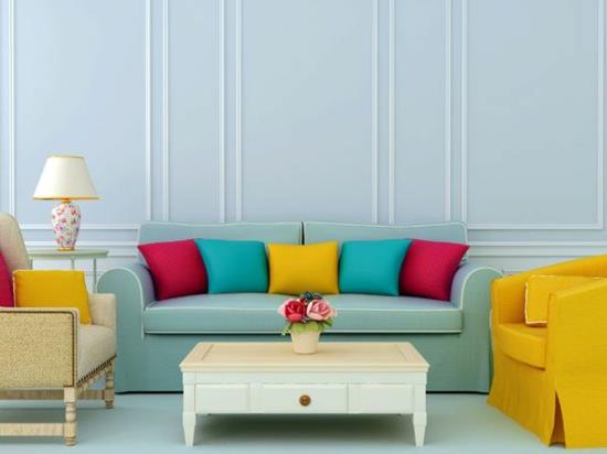 feng shui värit elementit värimaailma värikäs energia olohuoneen sohva