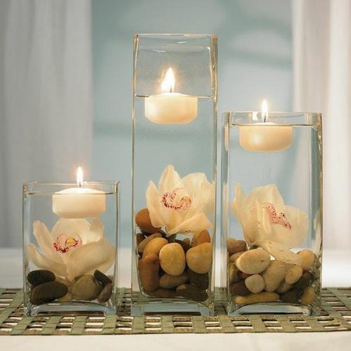 feng shui ideoita kynttilät pikkukivi kukkia