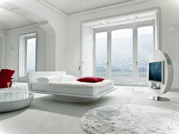 feng shui makuuhuoneen sisustus moderni valkoinen punainen