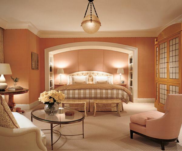 feng shui makuuhuoneen värit sisustusideoita pastellivärit hämärä vaaleanpunainen seinämaali