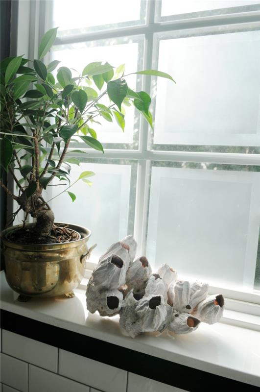 ikkunalaudan koristelu bonsai -kasvien sisustusideoita