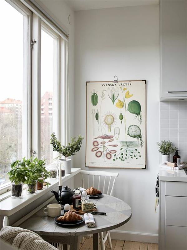 ikkunalaudan koristelu ruokailutila koristele kasveja