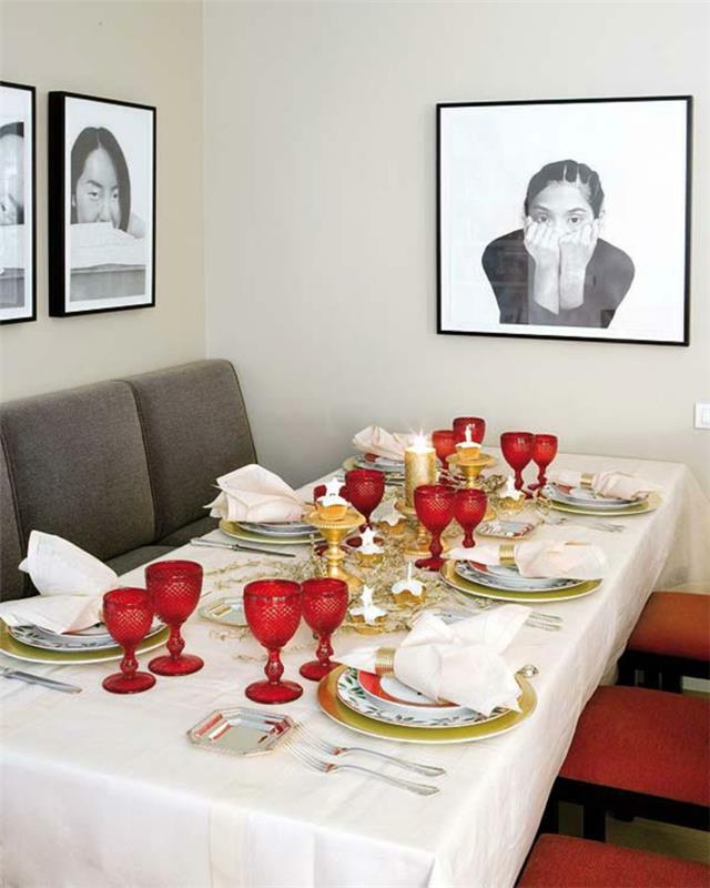 juhlapöydän koristeet joulu käsityöt punaviinilasit kultalevyn vanteet