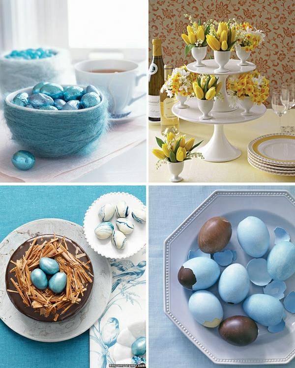 juhla koristelu pääsiäiseksi itse tee sininen idea munien värejä