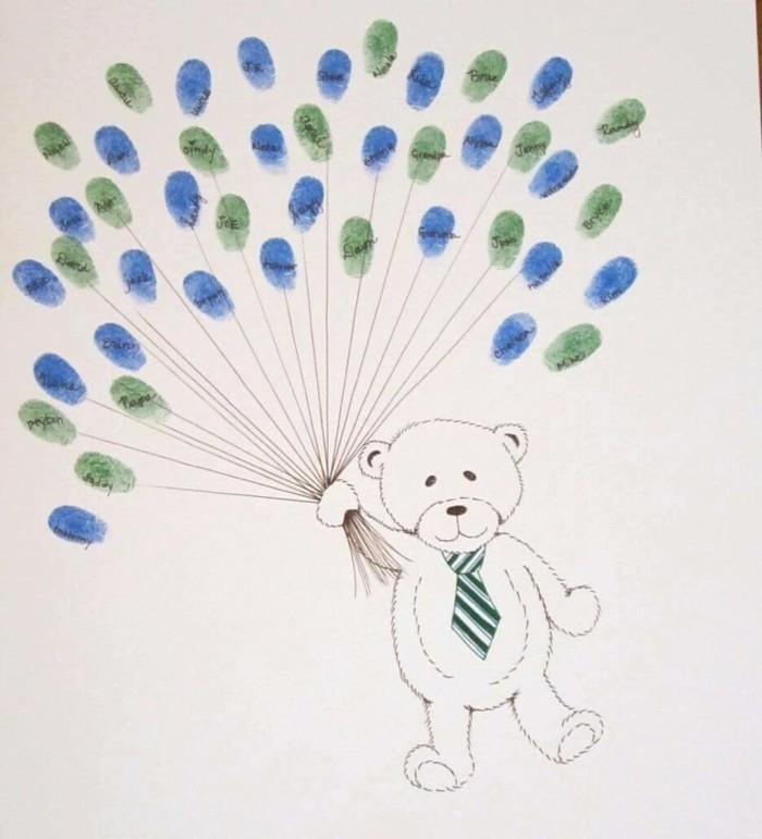 sormenjälkikuvamalli karhun kanssa ilmapalloilla
