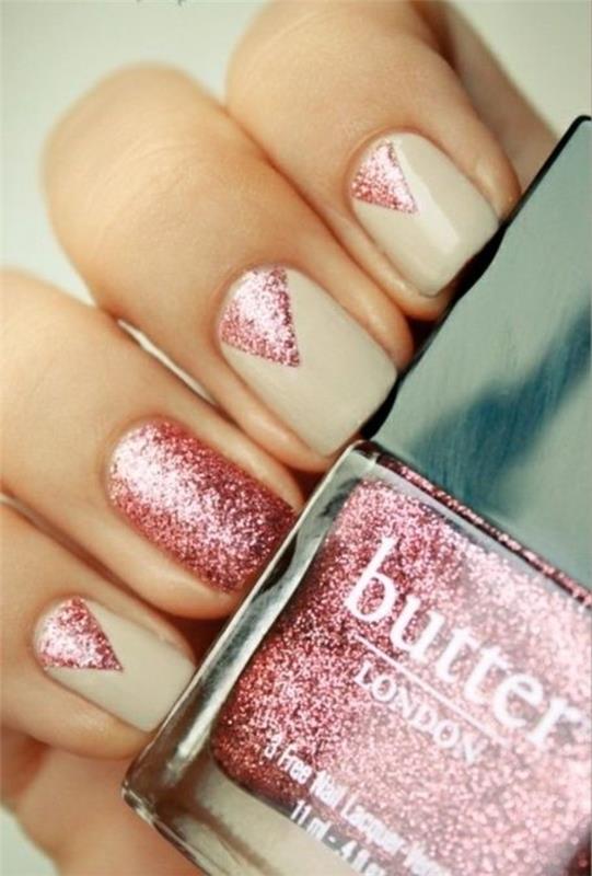 kynnet kuvat yksinkertaiset kynnet beige pinkki glitter
