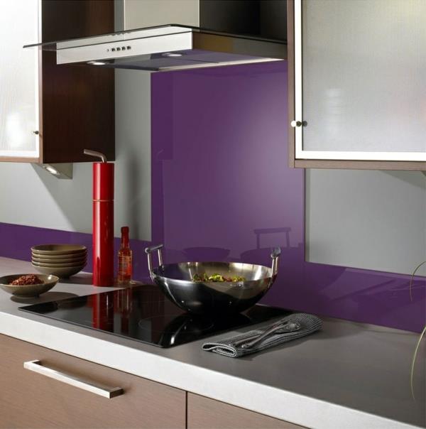Laattapeili keittiö lasi keittiö takaseinä roiskesuoja keittiö lasiseinä violetti