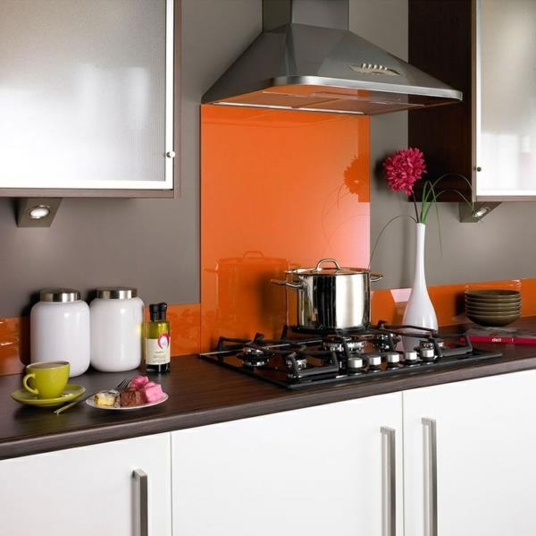 Laattapeili keittiö lasi keittiö takaseinä roiskevesisuoja keittiö lasiseinä oranssi