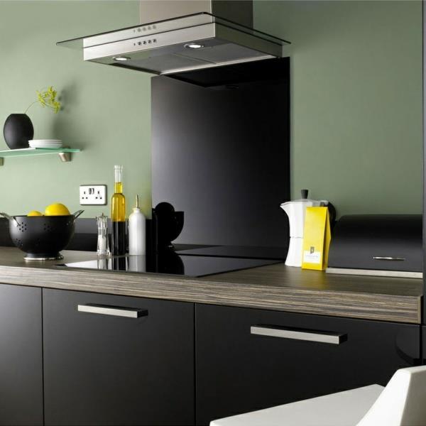 Laatta peili keittiö lasi keittiö takaseinä roiskesuoja keittiö keittiö lasiseinä musta seinä väri vihreä
