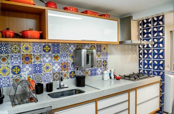 laatta peili keittiö keittiö laatat seinä patchwork kuvio laatat