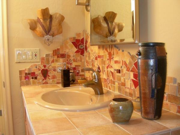 laatta peili mosaiikki seinä taide kylpyhuone laatta ideoita kuvia