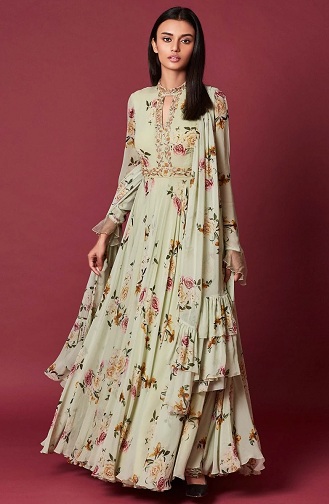 Floral Georgette Anarkali kjole