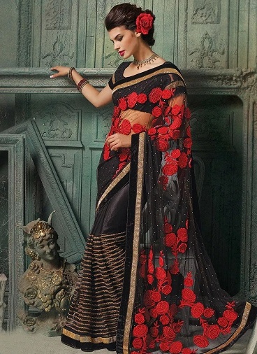 Rose Flower Saree