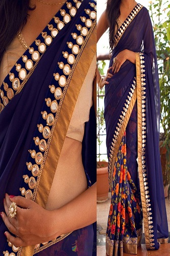 Blomstret halv Sarees