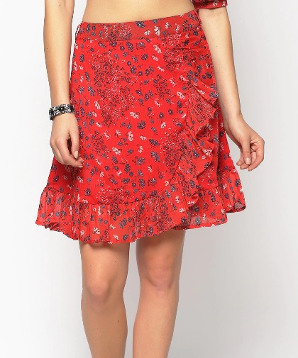 Floral Wrap flæse nederdel