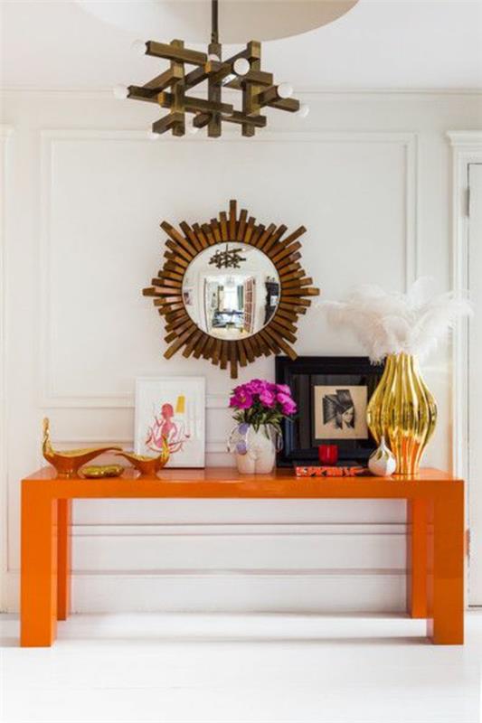eteisen suunnitteluideoita oranssi pöytäkoriste pyöreä peili