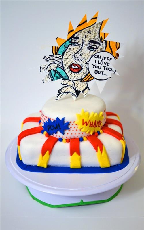 sydänkakut fondanttireseptillä vaaleanpunainen roy lichtenstein art
