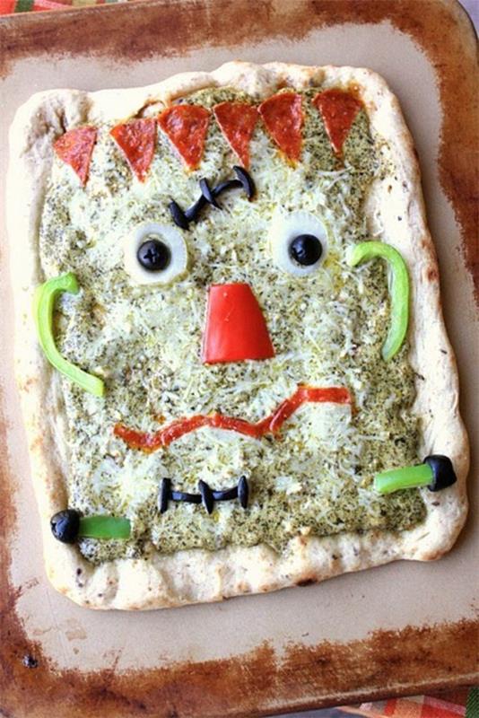 ideoita frankenstein -pizzan täytteisiin halloweeniksi