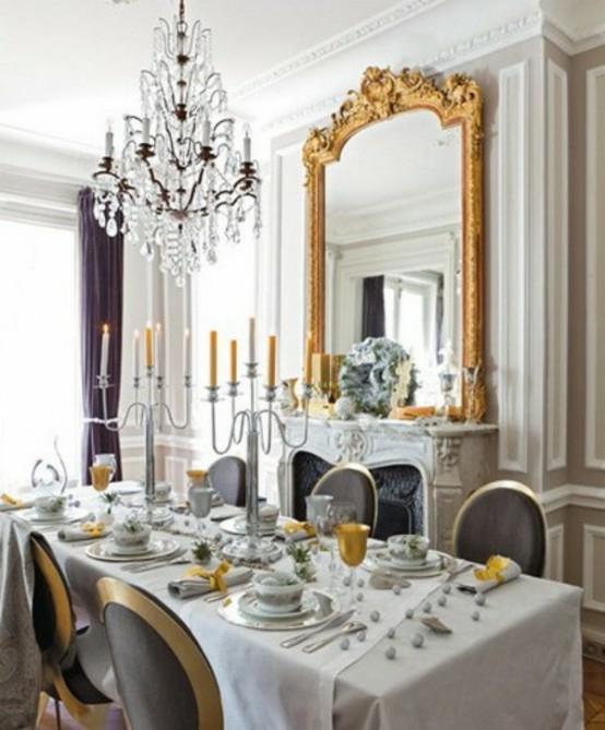 ranskalainen ruokasali suunnittelee suuren peilin