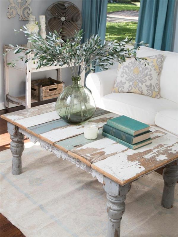 ranskalainen maalaistyylinen sohvapöytä puu maalaismainen