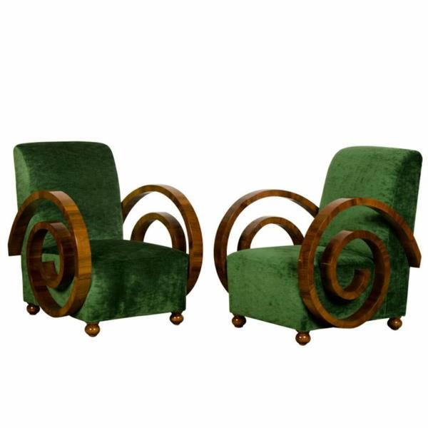 Ranskalaiset maalaiskalusteet - verhoiltu vihreä nojatuoli