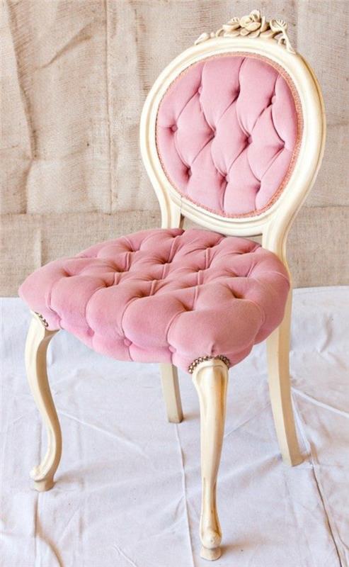 ranskalainen söpö vaaleanpunainen maalaistalon huonekalut