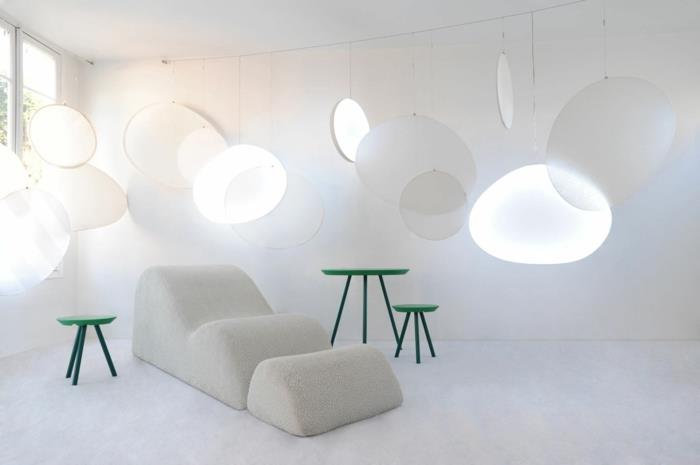 ranskalaiset huonekalut moderni muotoilu ergonominen lepotuoli dyyni valkoinen smarin riippuvalaisimet sivupöytäjakkara