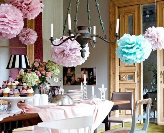 kevään koristelu pöydän sisustus ruokasalin pastellivärit