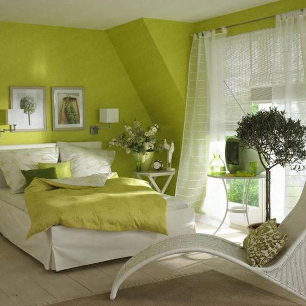 kevätkoriste makuuhuoneessa vihreä valkoinen