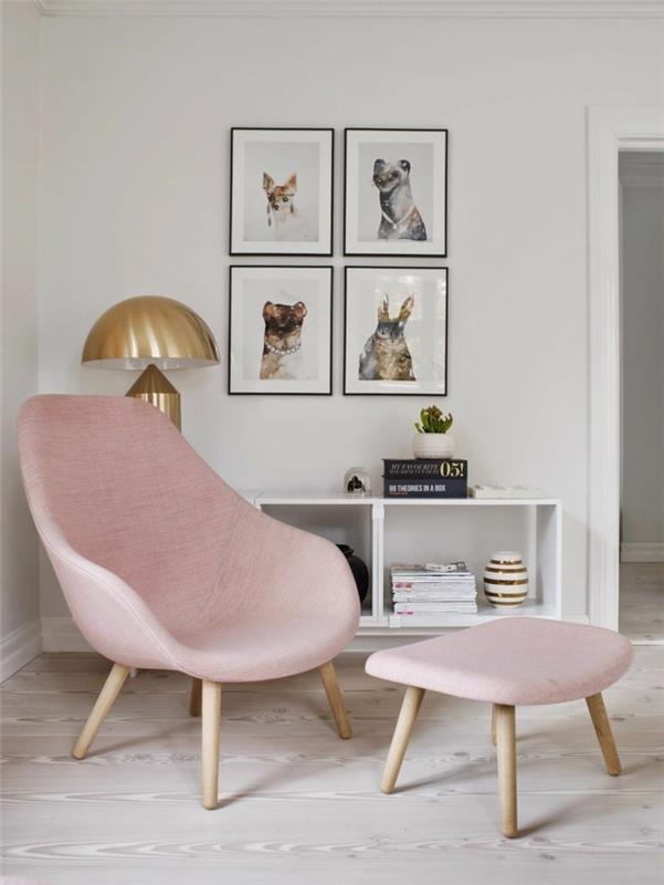 kevään värit pehmeä vaaleanpunainen huonekalut rentoutumisalue