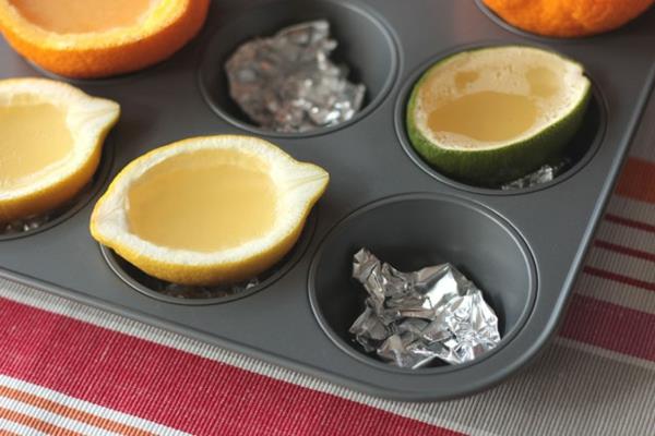 Muotoile tuoreita appelsiineja ja vesimeloni -sitruunoita