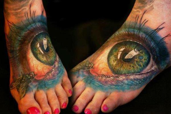 jalka tatuoinnit 3d silmä motiivi