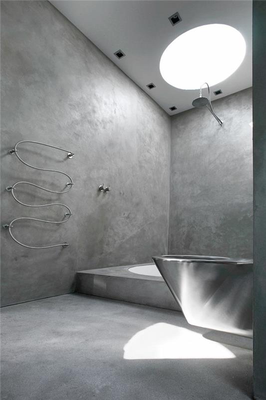 saumaton kylpyhuone futuristinen kylpyhuoneen muotoilu vaaleanharmaa