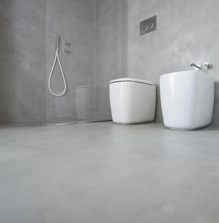 saumaton kylpyhuone modernistinen muotoilu vaaleanharmaa
