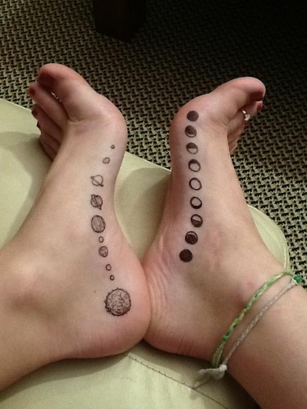 jalka tatuointi suunnittelee kuun sykli