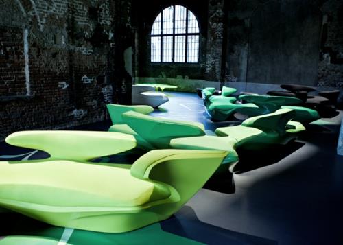 futuristinen design -sohva zaha hadid idea green