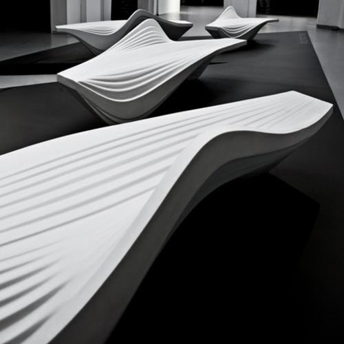 futuristinen viileä penkki muotoilu valkoiset käyrät