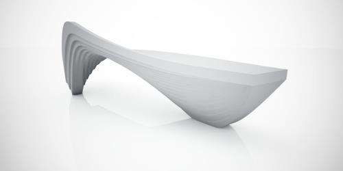futuristinen viileä penkki suunnittelu valkoinen pinta epätavallinen