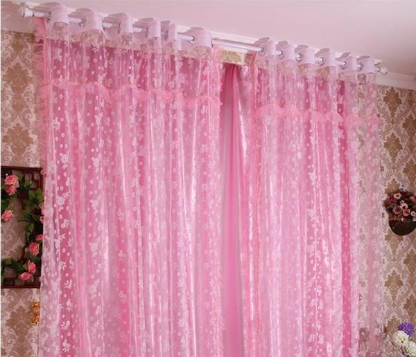 verhot vaaleanpunainen organza -verhot läpinäkyvä verho läpinäkymätön vaaleanpunainen