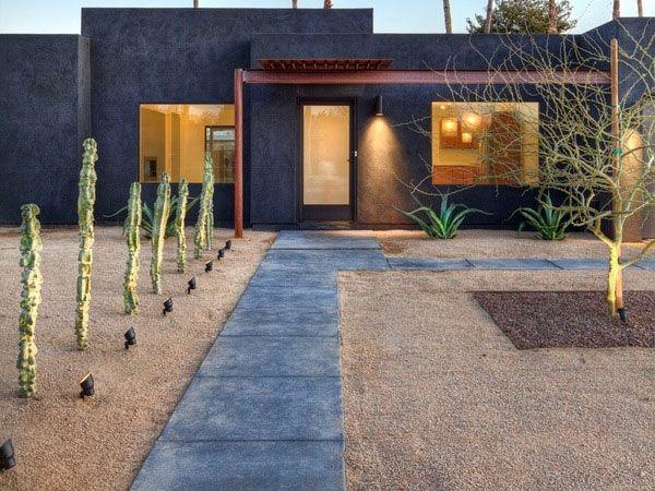 puutarhan suunnitteluideoita moderni etupihan suunnittelu kaktusvalaistusbetoni