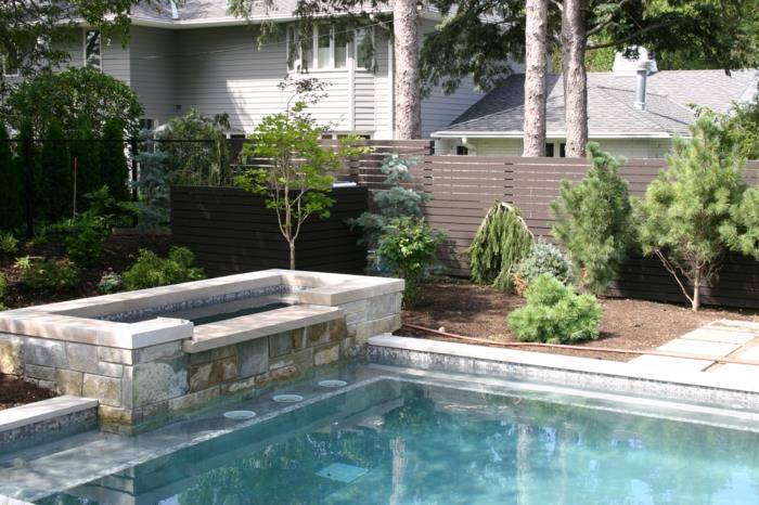 Puutarhasuunnitteluideoita moderneihin puutarhan uima -altaaseen