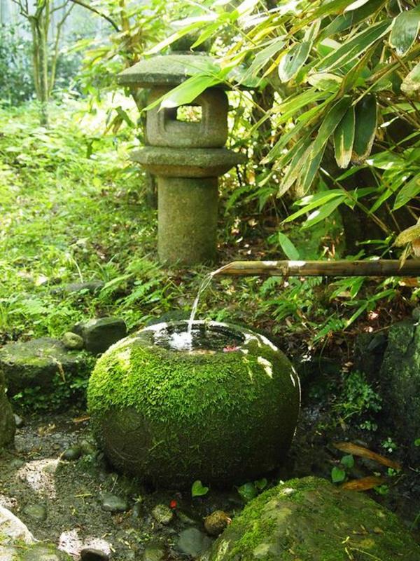 puutarhaideoita puutarhasuunnittelu feng shui japanilaistyylinen suihkulähde